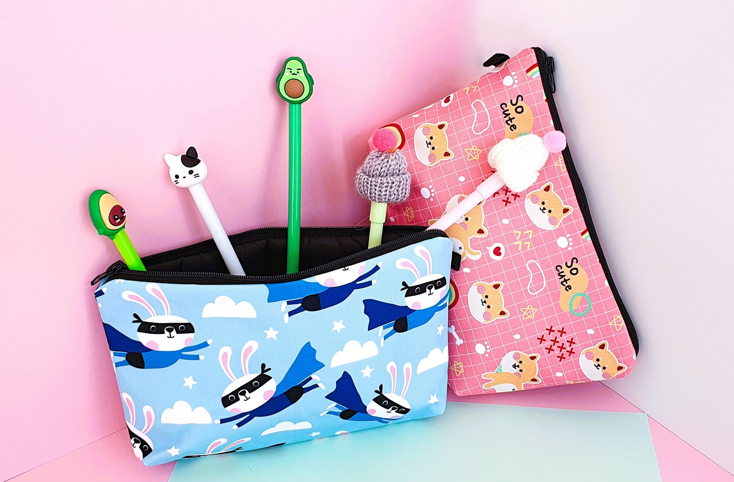 Cosmetics bag with kawaii print