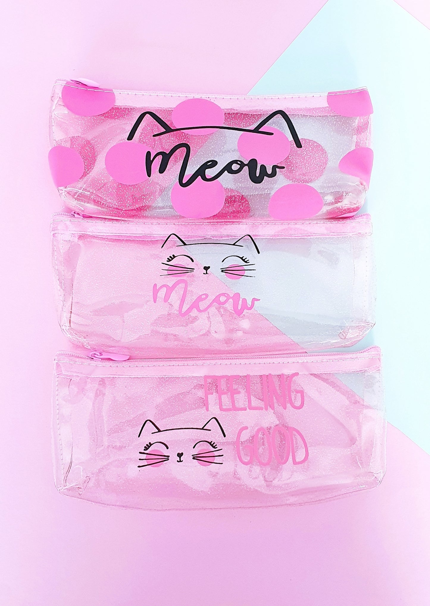 Pink cat pouches