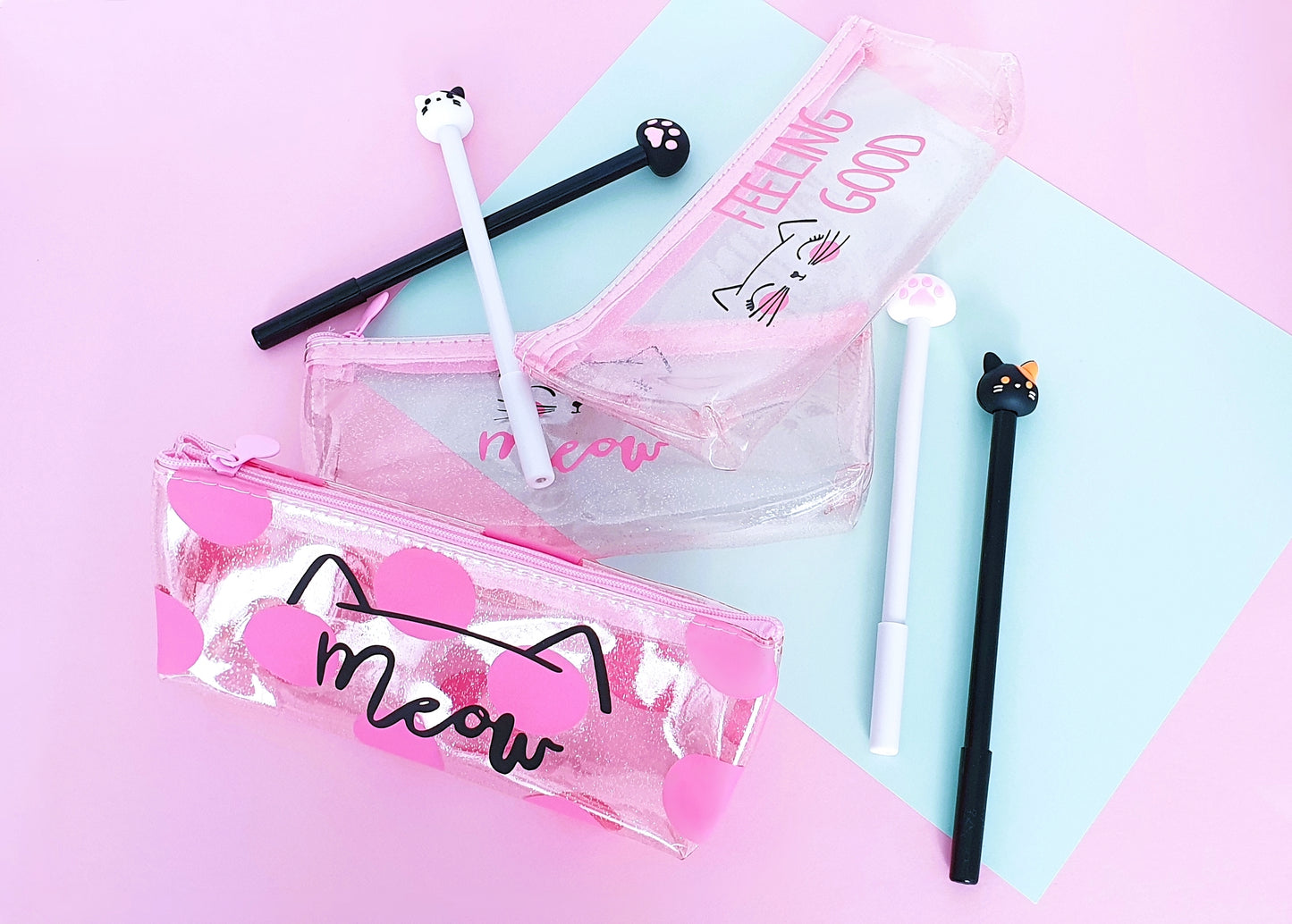 Pink cat pouches