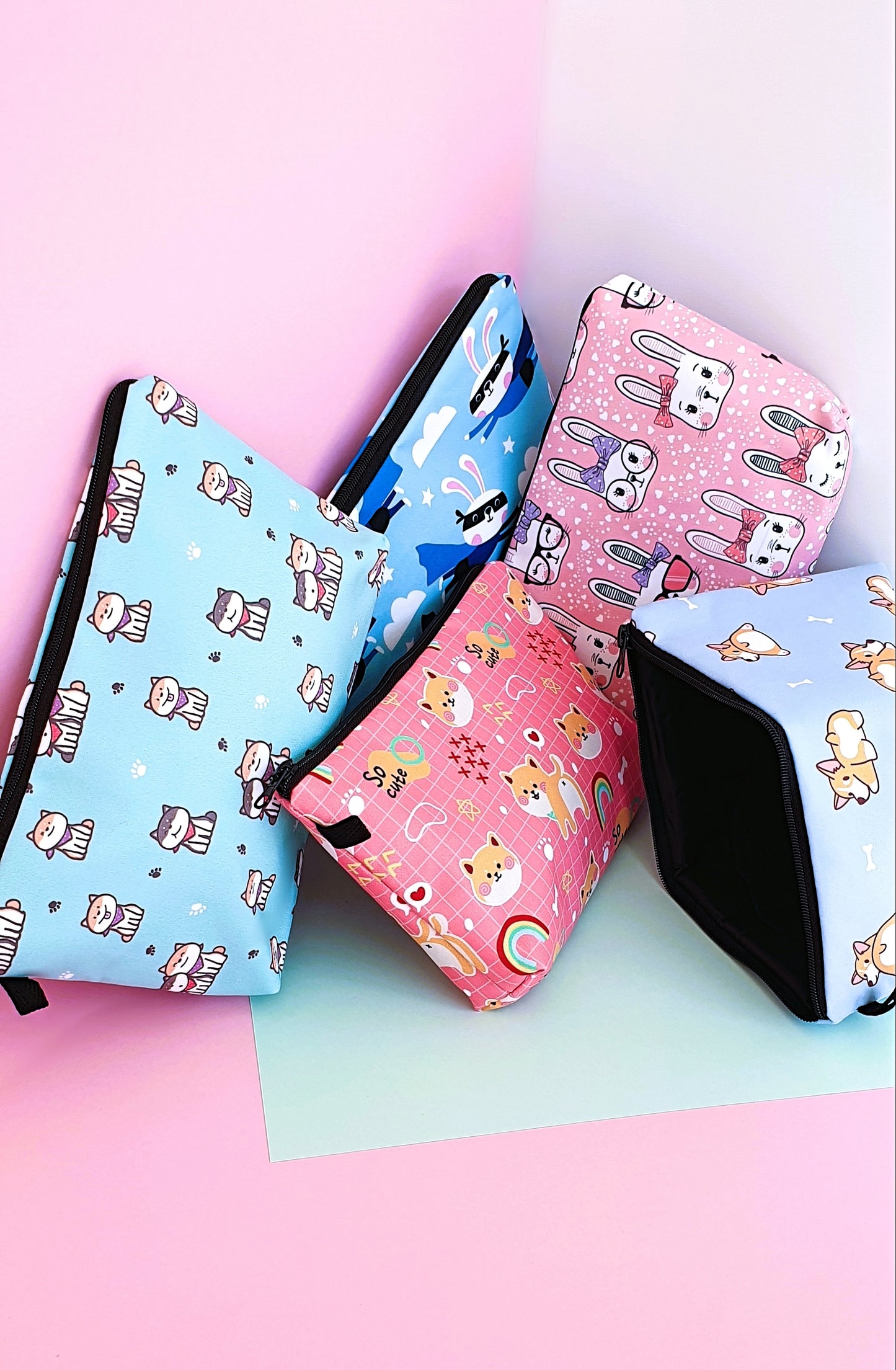 Cosmetics bag with kawaii print