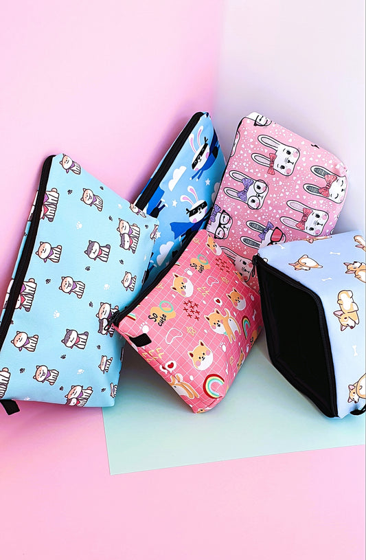 Cosmetics bag with kawaii print