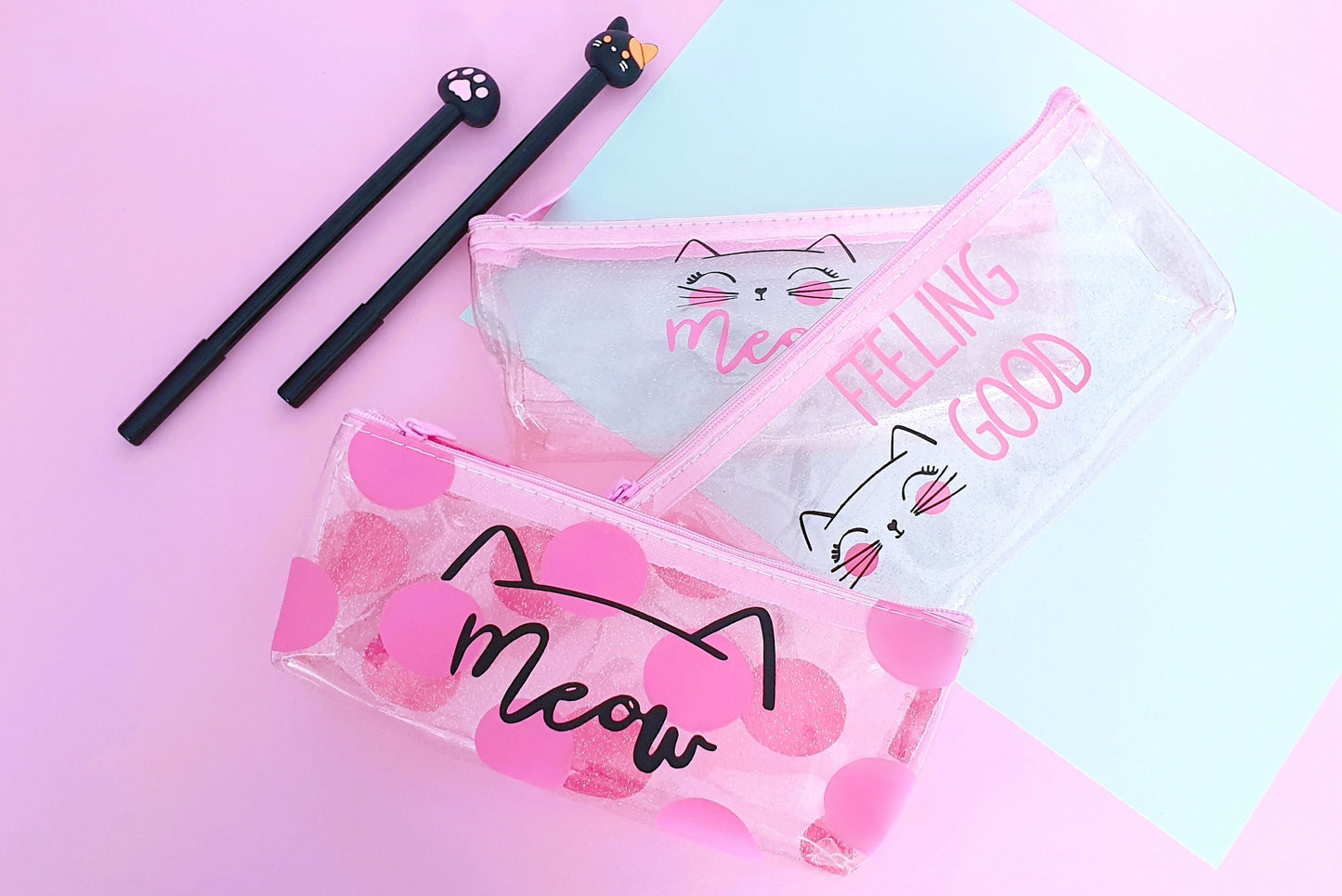 Pink cat pouches