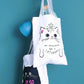 Cat pattern canvas tote bag with inner pocket