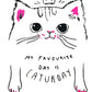 Cat pattern canvas tote bag with inner pocket
