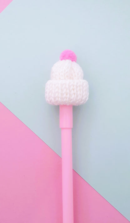Gel pen with winter hat